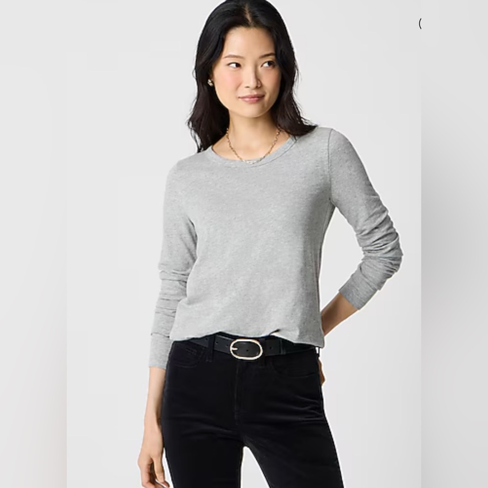 J Crew Factory Long Sleeve Girlfriend Tee Grey NWT size SMALL